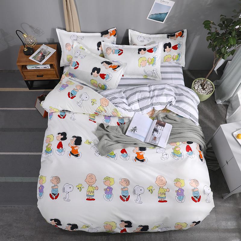 4 In1 Sesame Street Snoopy Bedding Sets Duvet Cover Bed Sheet