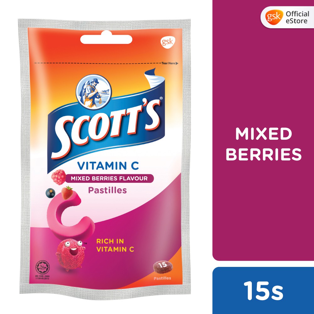 Scott's Vitamin C Pastilles Children Supplement Zipper Pack 4 Flavors