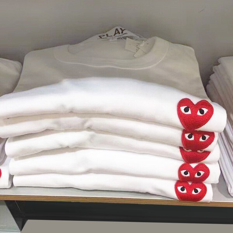 New Classic Play CDG Casual T shirt Men Women Red Heart Short sleeve t-shirt 100% cotton Tee