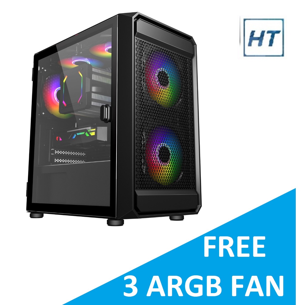 INVASION GB-52 m-ATX GAMING CASE with 3 FANS BLACK / WHITE | Shopee ...