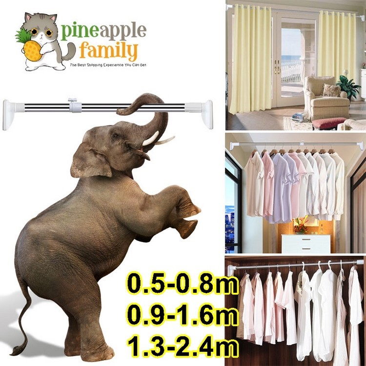 Multifunction Extendable Stainless Steel Adjustable Tension Door Bathroom Shower Curtain Rod Shopee Malaysia