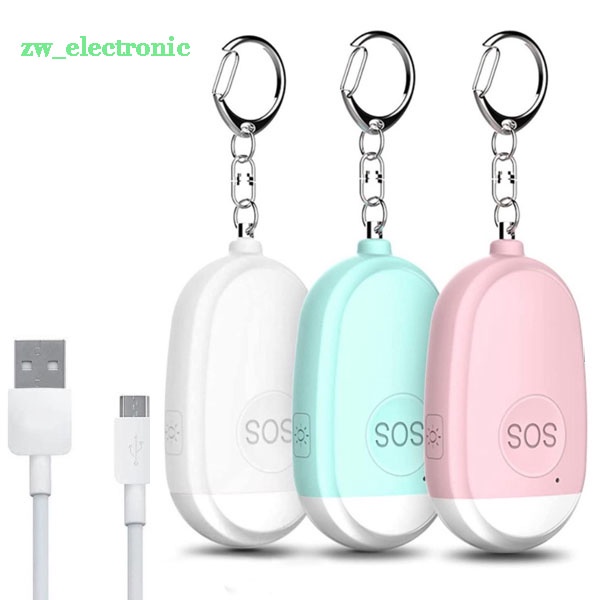 Personal Alarm Siren Song 130dB Self Defense Alarm Keychain Emergency LED Flashlight USB Rechargerable Women Girl Kid Elderly Security Protection Devices Self Defence Alarm 防狼报警器