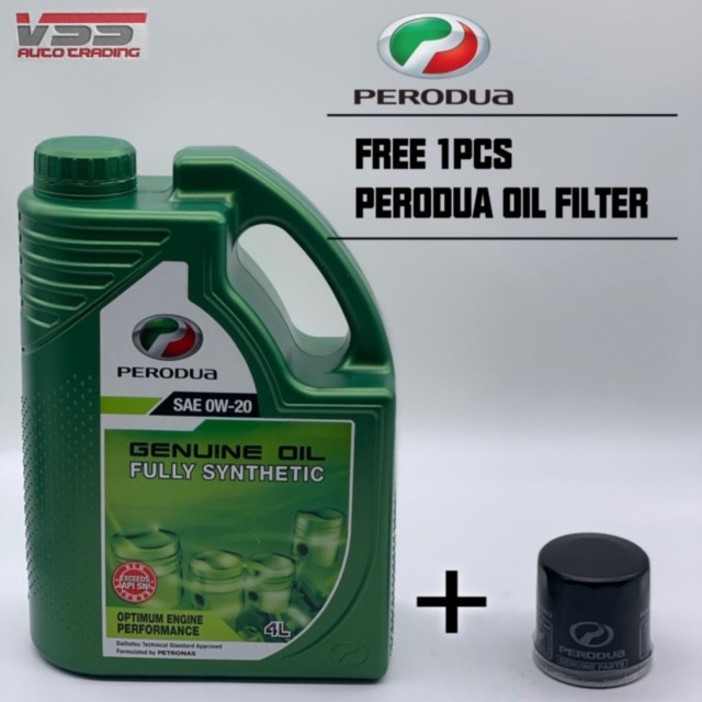 Perodua engine oil 0w20 Fully Synthetic (4L) +Perodua Bezza Oil filter