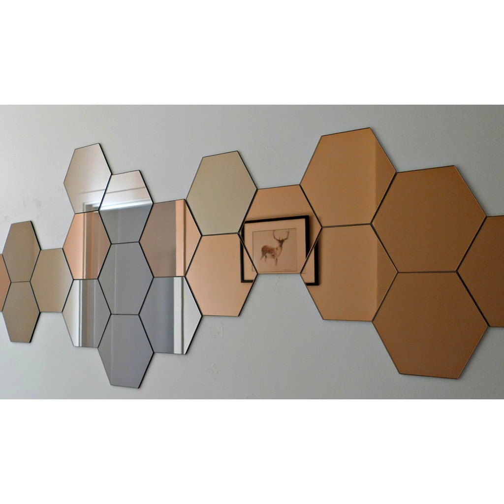 HONEFOSS Hexagonal Adhesive Decorative Wall Mirror / Customized Pattern