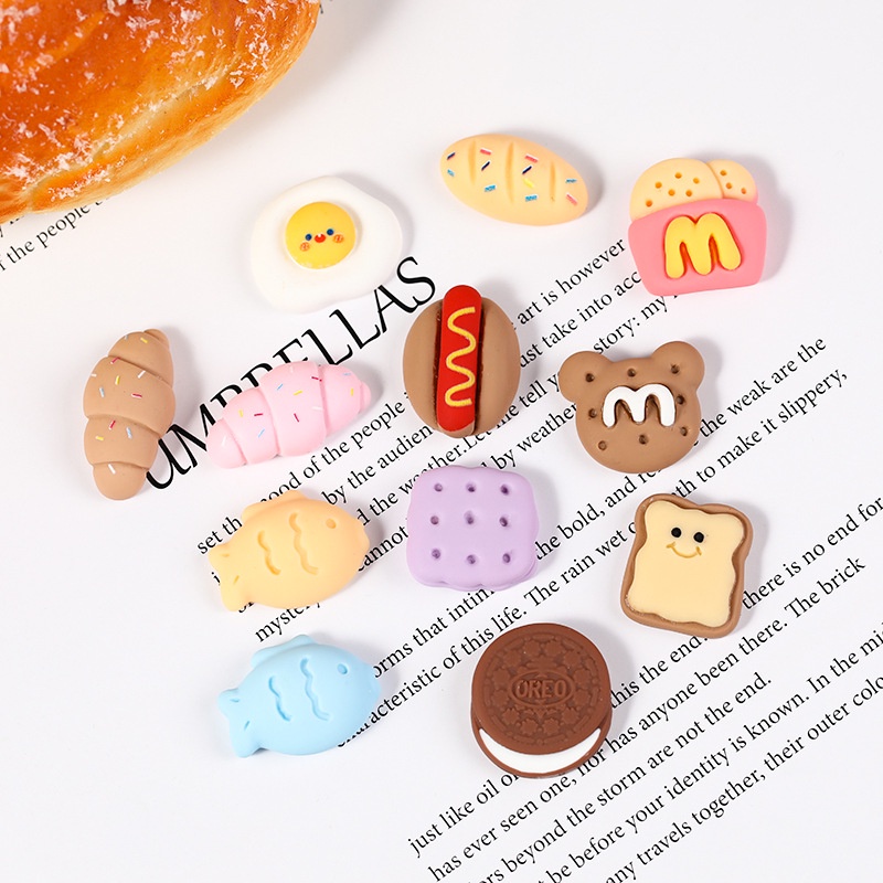 Crocs Jibbitz Mini Cartoon Bread Cookies DIY Pattern Button Up Shoes ...