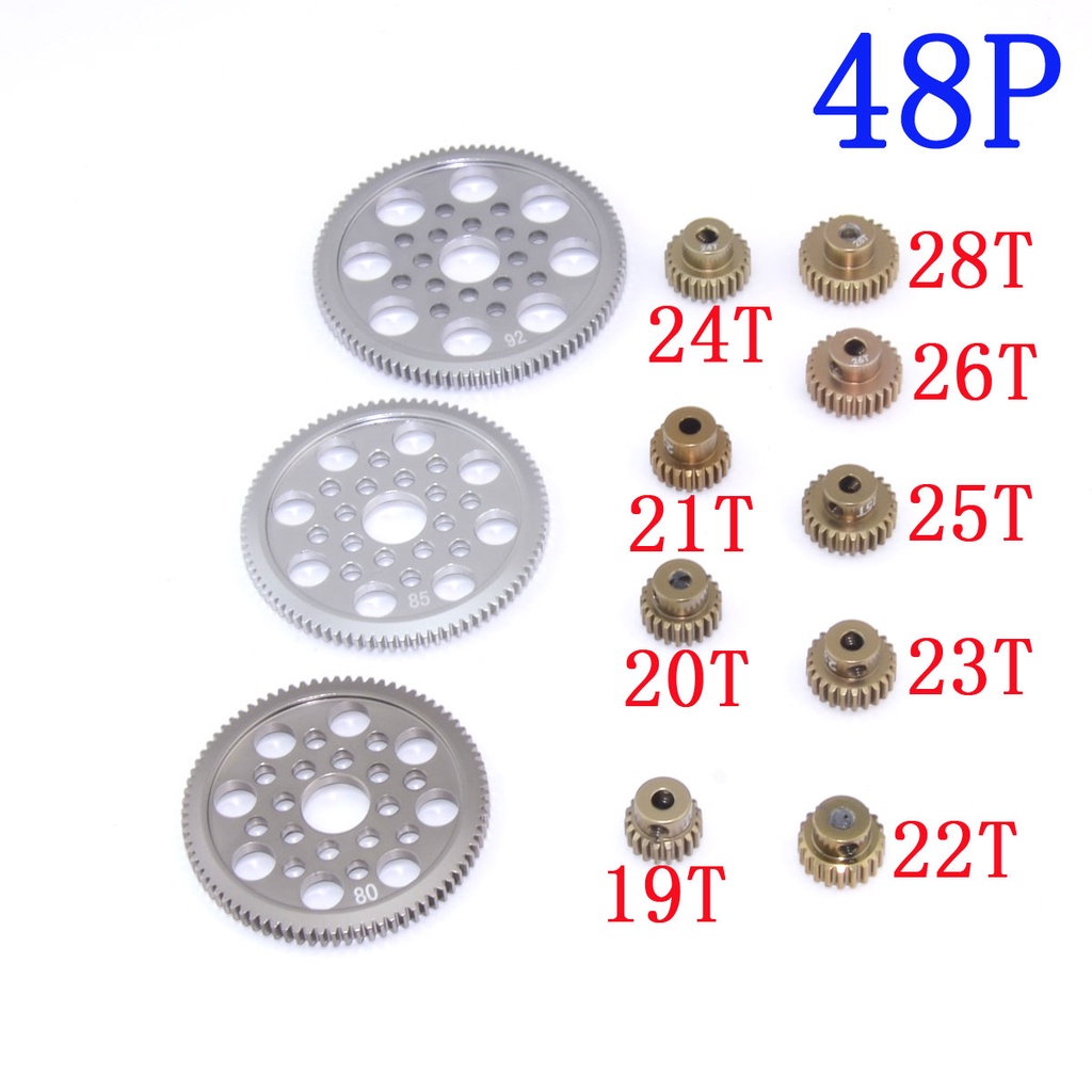 Metal 48P Spur Gear 92T 85T 80T Motor Pinion Gears 19T 20T 21T 22T 23T 24T 25T 26T For Sakura D3 XI Zero S 1:10 RC Drift Car