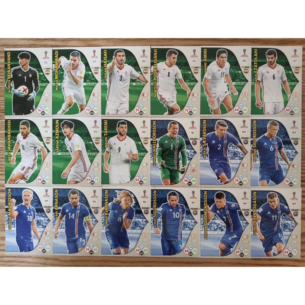 Panini FIFA 365 World Cup 2018 Russia Adrenalyn XL Iran & Iceland Cards