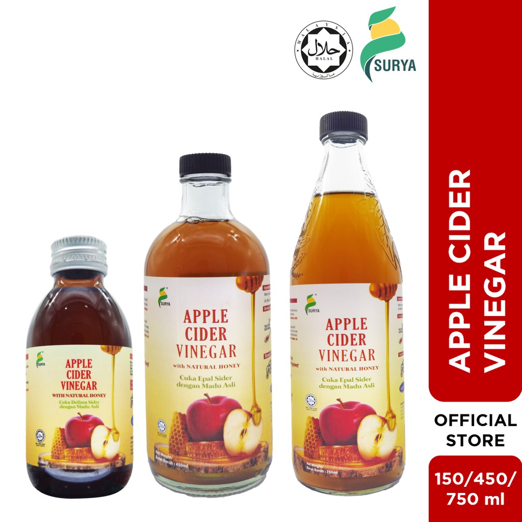 Surya Apple Cider Vinegar 150ml / 450ml / 750ml Detoxification, Indigestion, Bloated, Natural