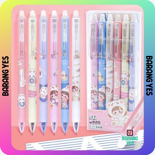 Barang YES Cute Girl Erasable Gel Pen Retractable Eraser Pen boleh ...