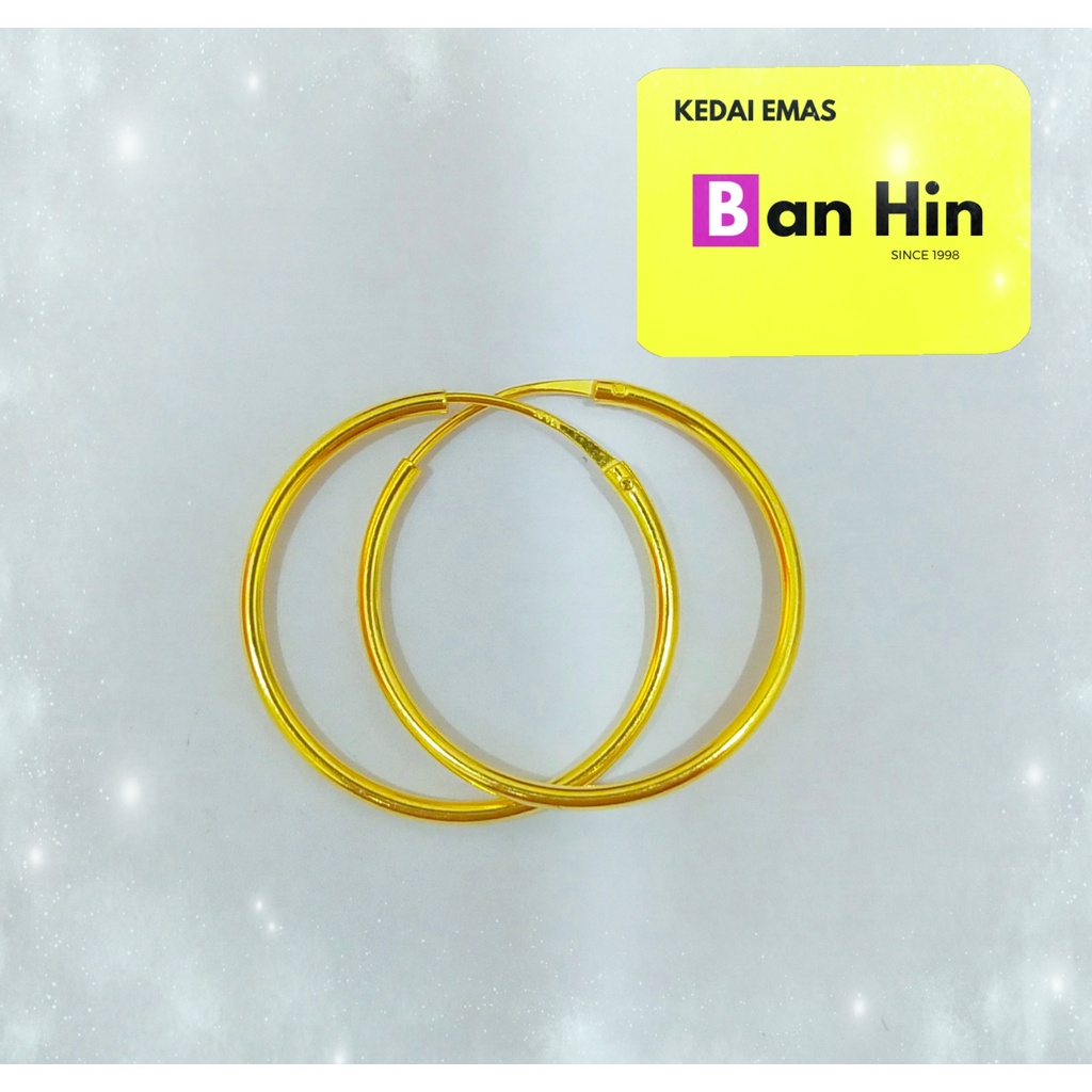 916 GOLD PLAIN HOOP EARRINGS / SUBANG BULAT LICIN EMAS 916-10QS408