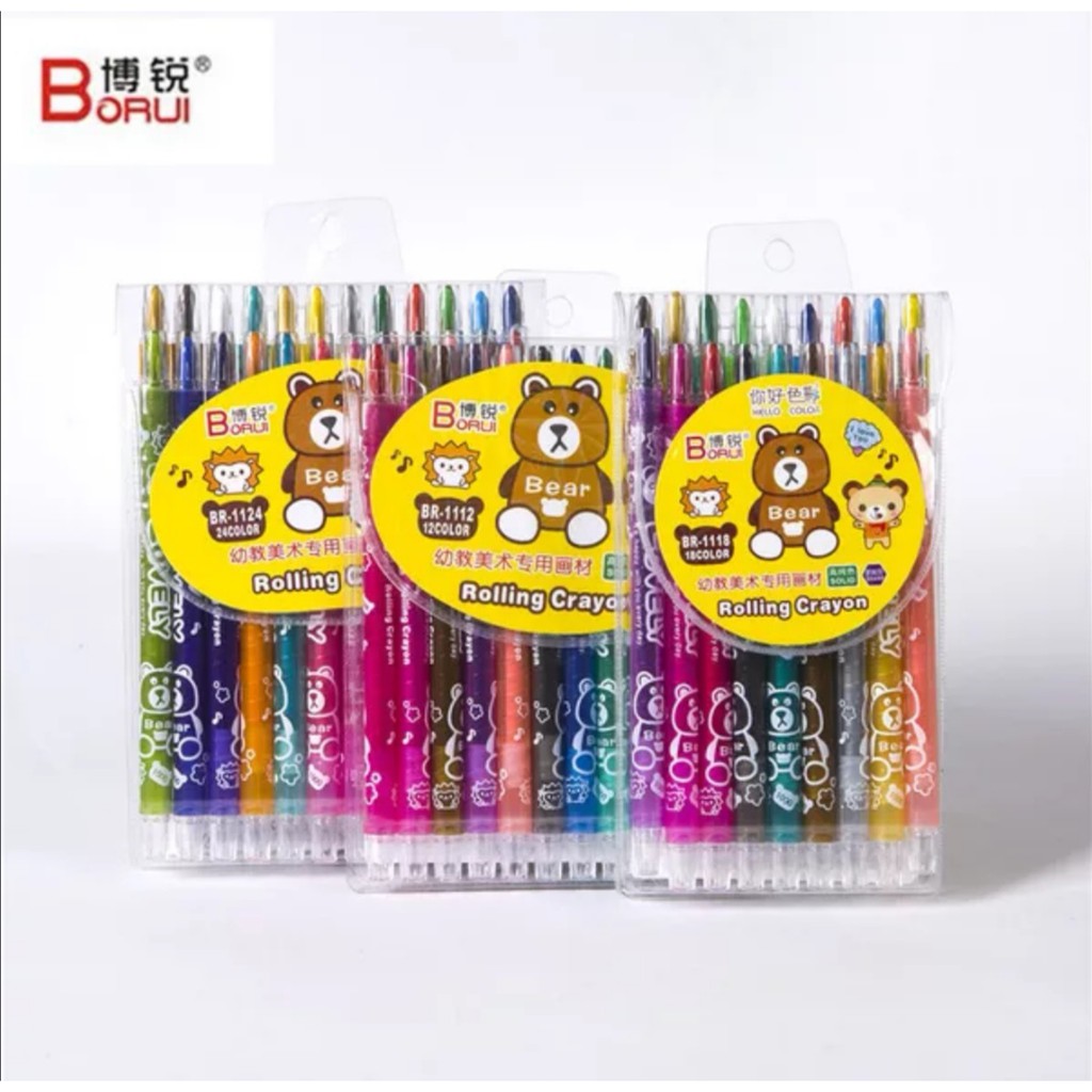 {READY STOCK} 12PCS Rotating Crayon Colour Pencil Drawing for Kids ...