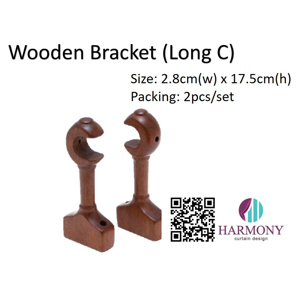 Curtain Wooden Rod Bracket Holder (Long) Tapak Kaki Rod ...