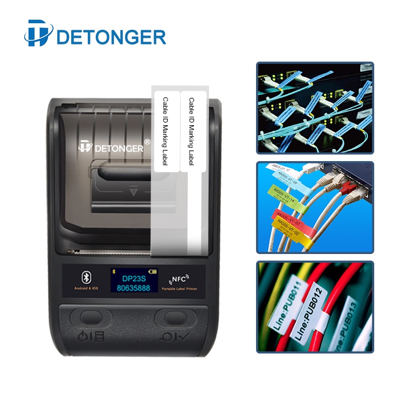 Detonger DP23S Portable Thermal Sticker Printer Communication Cable Label Printer Thermal Barcode Printer