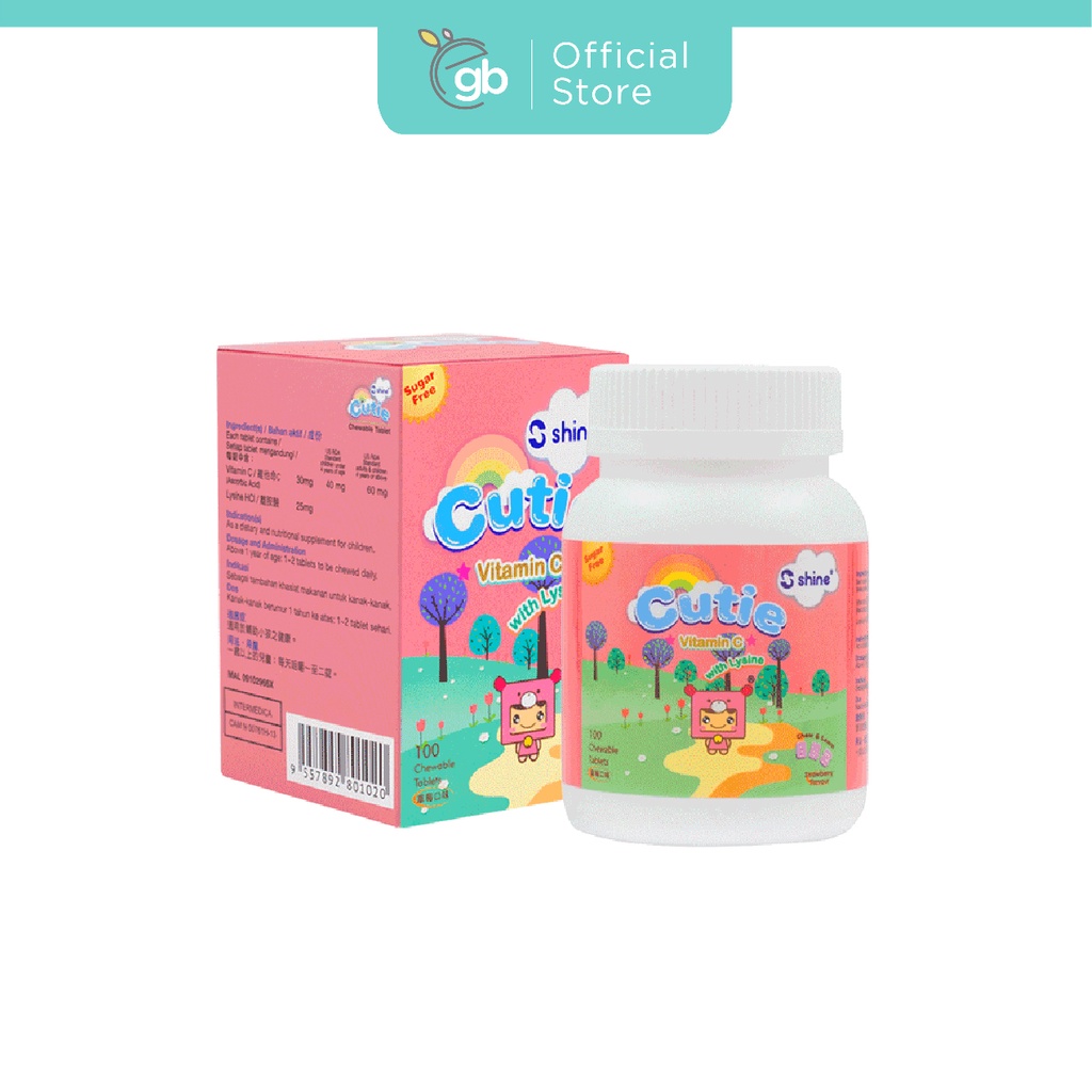 Shine Cutie Vitamin with Lysine Chewable Tablet Strawberry Flavour