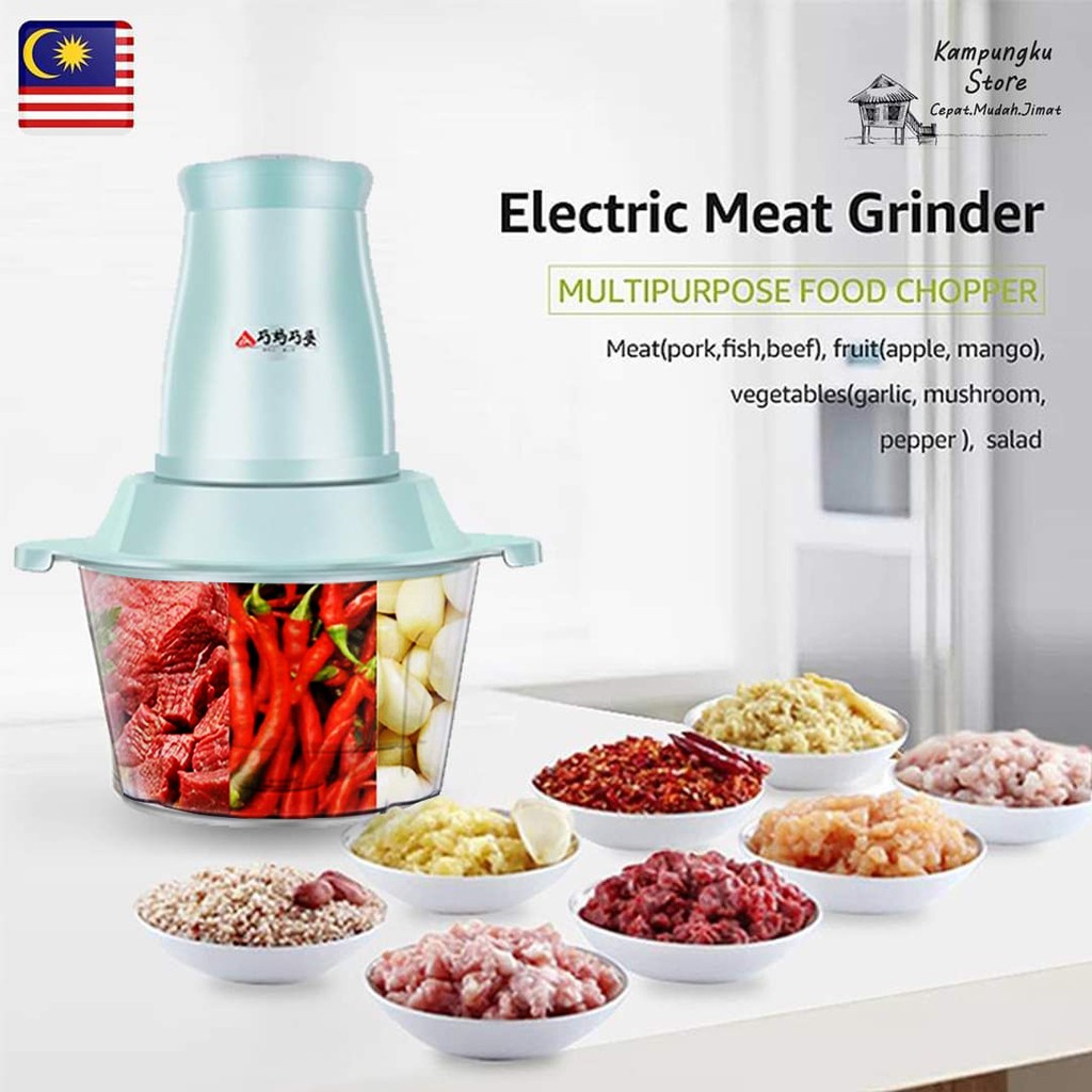 KL STOK Multifunction Electric Meat Grinder Mincer Slicer Blender 2L 3L Mesin Pengisar Daging Sayuran