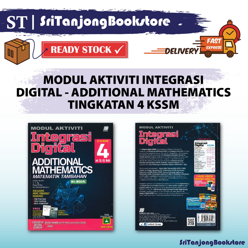 Sri Tanjong Sasbadi Buku Latihan Modul Aktiviti Integrasi Digital Add Mathematics Bilingual Tingkatan 4 2022 Shopee Malaysia