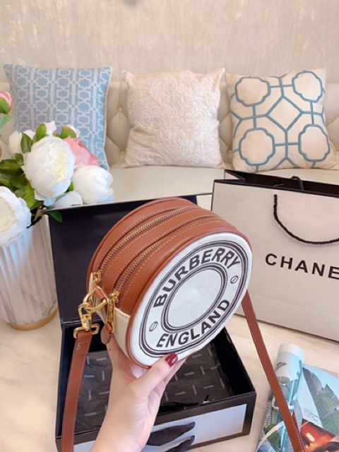 logo graphic canvas and leather louise bag
