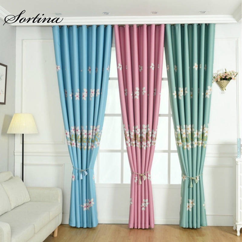 Sortina Langsir Blackout Curtain Door Window Curtain Peach Flower