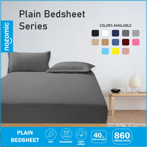 Cadar Single Queen King Getah Keliling Fitted Bedsheet Plain Color ...