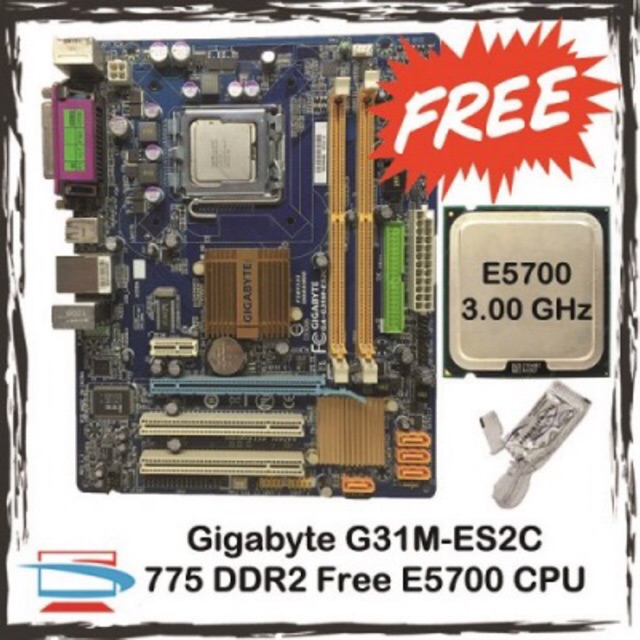 Gigabyte G31m Es2c Es2l G31 775 Ddr2 Intel Motherboard Free E5700 3 00 Ghz Cpu Shopee Malaysia