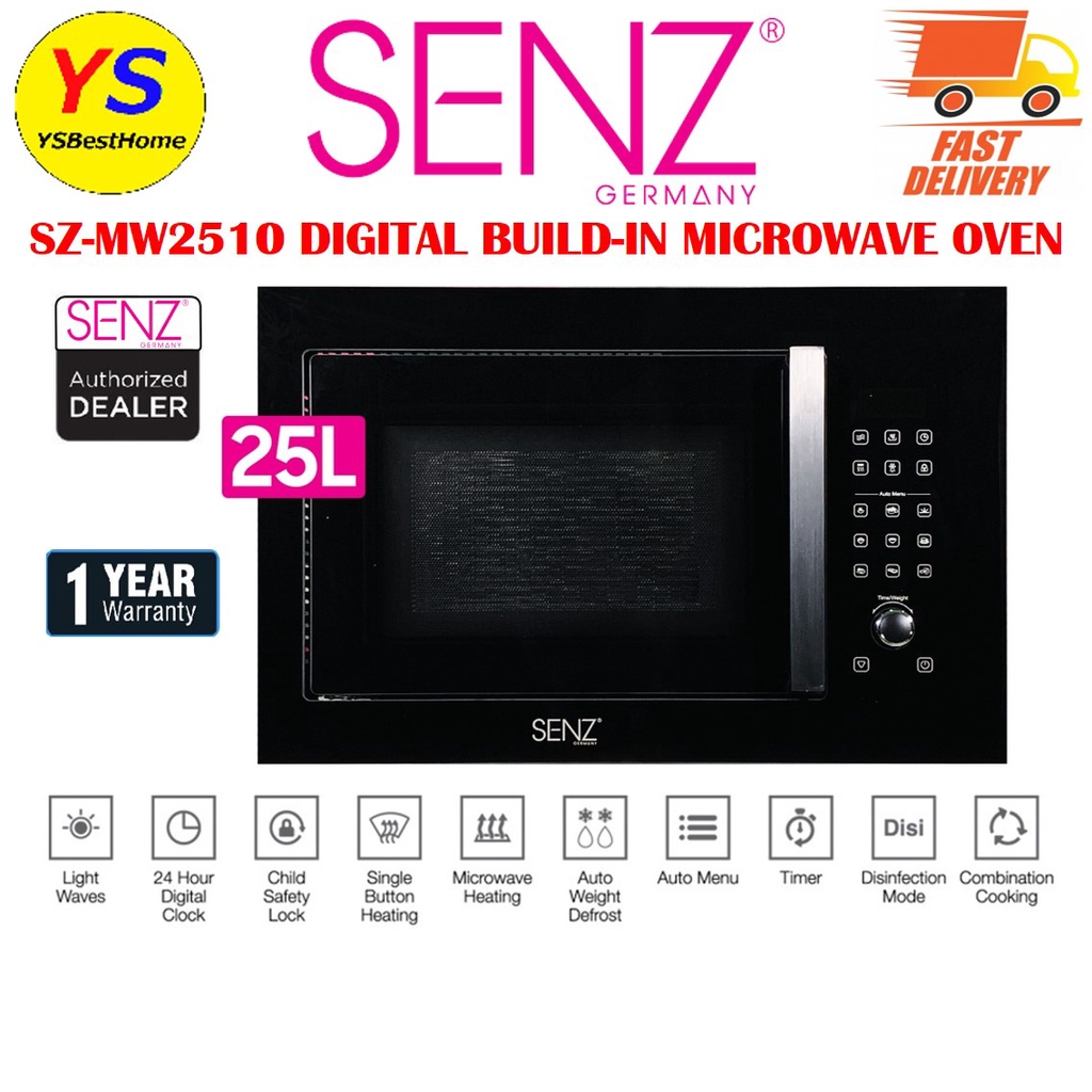 Senz SZMW2510 Fully Digital Buildin Microwave Oven 25L 24Hour Timers