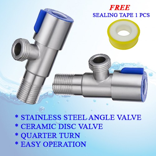 Stainless Steel Quarter Turn Angle Valve 1/2 Inch One Way Valve Toilet