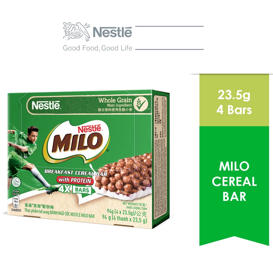 (EXP 11/2023) Nestle Milo Breakfast Cereal Bar With Protein Whole