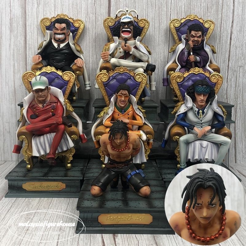 Big Offer One Piece Admiral Marine Aokiji Kuzan Borsalino Sakazuki Issho Garp Sengoku Ace Figure海贼王海军大将青雉赤犬黄猿卡普战国艾斯手办模型