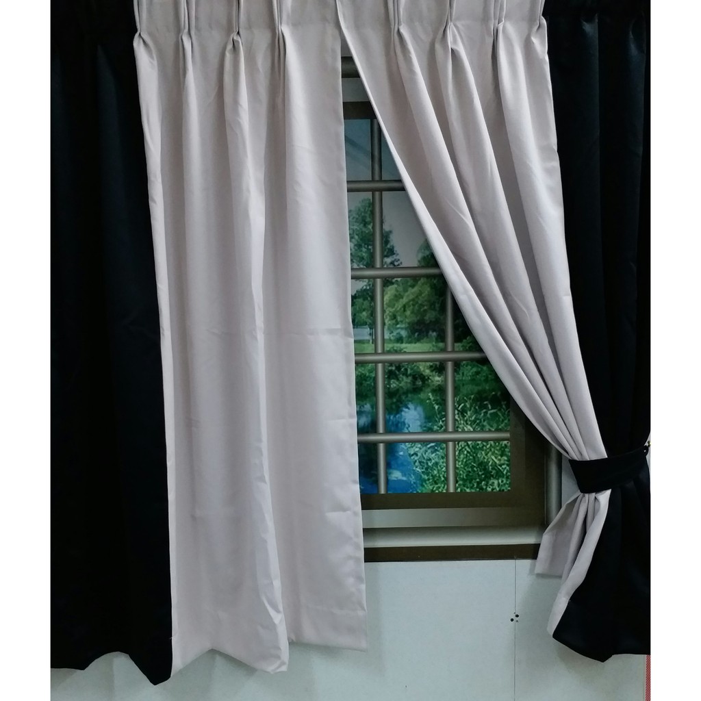 Langsir Hitam Putih Ready Made Curtain Rmct01 French Pleat Shopee Malaysia