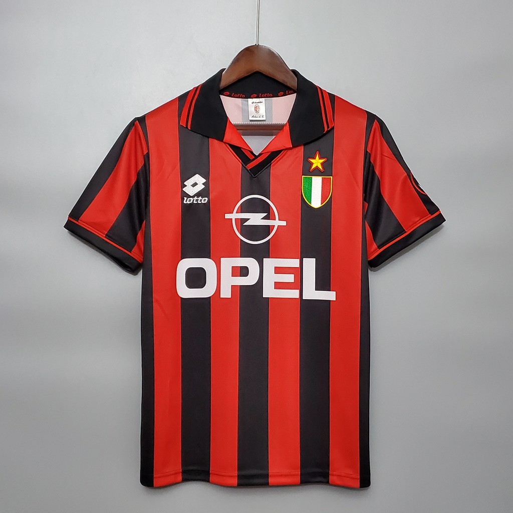 96 97 Top Quality Football Ac Milan Home Retro Soccer Jersey Shopee Malaysia