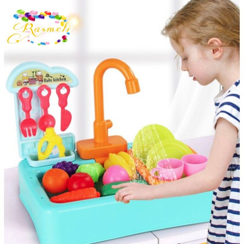 DW313 play toys simulation dishwasher toys mini kitchen puzzle electric plastic kitchen toys mainan makanan 家家酒套装