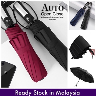 【Ready Stock】Automatic/Manual Foldable Umbrella Auto Open Close One Handed Umbrella 8/10 Rib Bones