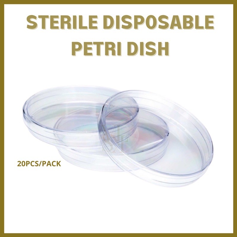 DISPOSABLE STERILE LABORATORY PETRI DISH 90 x 15mm STERILE 20pcs/pack