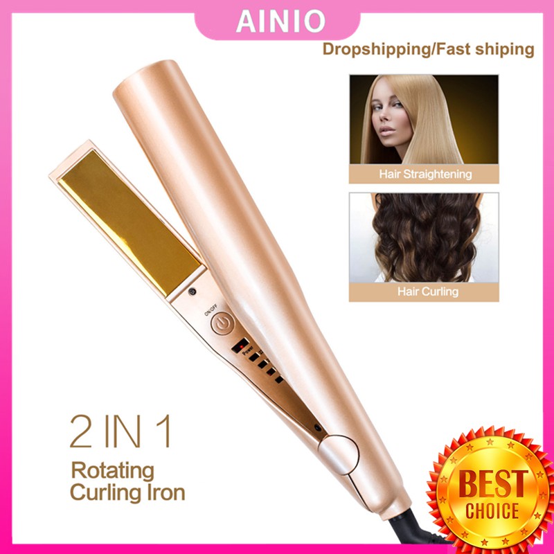 2 in 1 golden hair curler and straightener