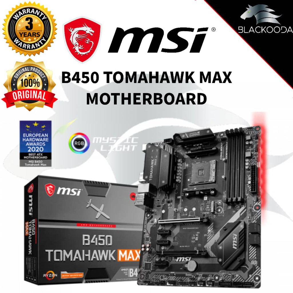 [READY STOCK]MSI B450 TOMAHAWK MAX ATX MOTHERBOARD AM4 Shopee Malaysia