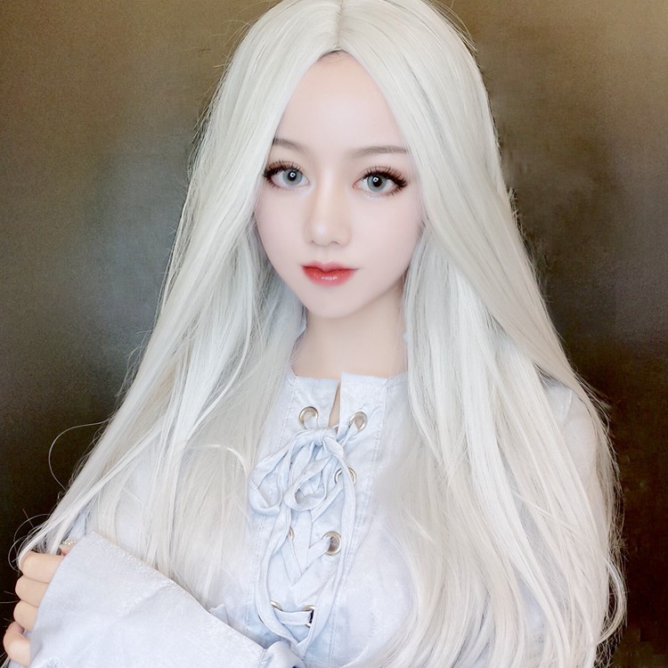 Silver White Split Length Straight Hair Set Men And Women