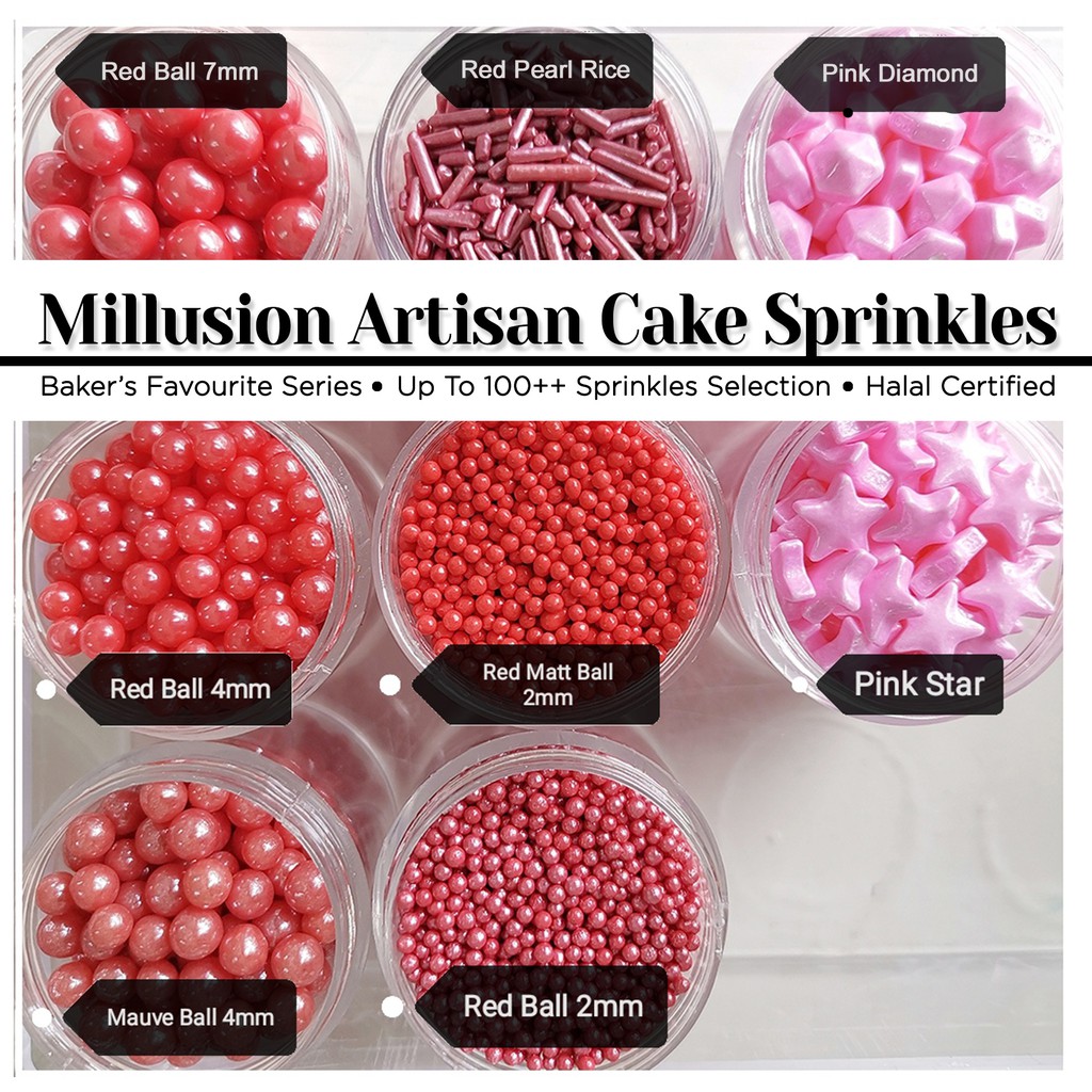 Millusion HALAL Red Sprinkles Cake Sprinkle / Sugar Ball / Sprinkle