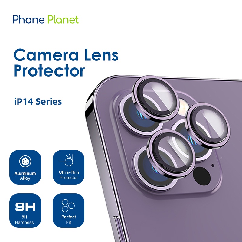 Phone Planet Aluminium Camera Protector for iPhone 15 Pro Max iPhone 14 15 Plus Tempered Glass Ring Lens Cover Protector