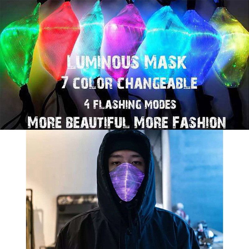 Halloween 7 Color Luminous Light Mouth Mask Led Flashing Mask Usb Charging Cool Gift For Rave Mask Shopee Malaysia - led roblox mask