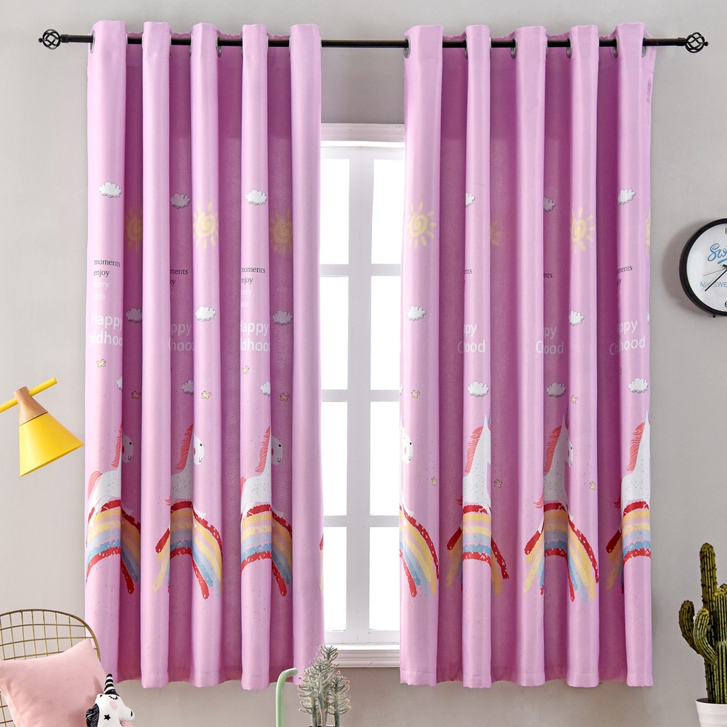 Ready Stock Rainbow Unicorn Window Curtain Pink Lovely Short Curtain ...