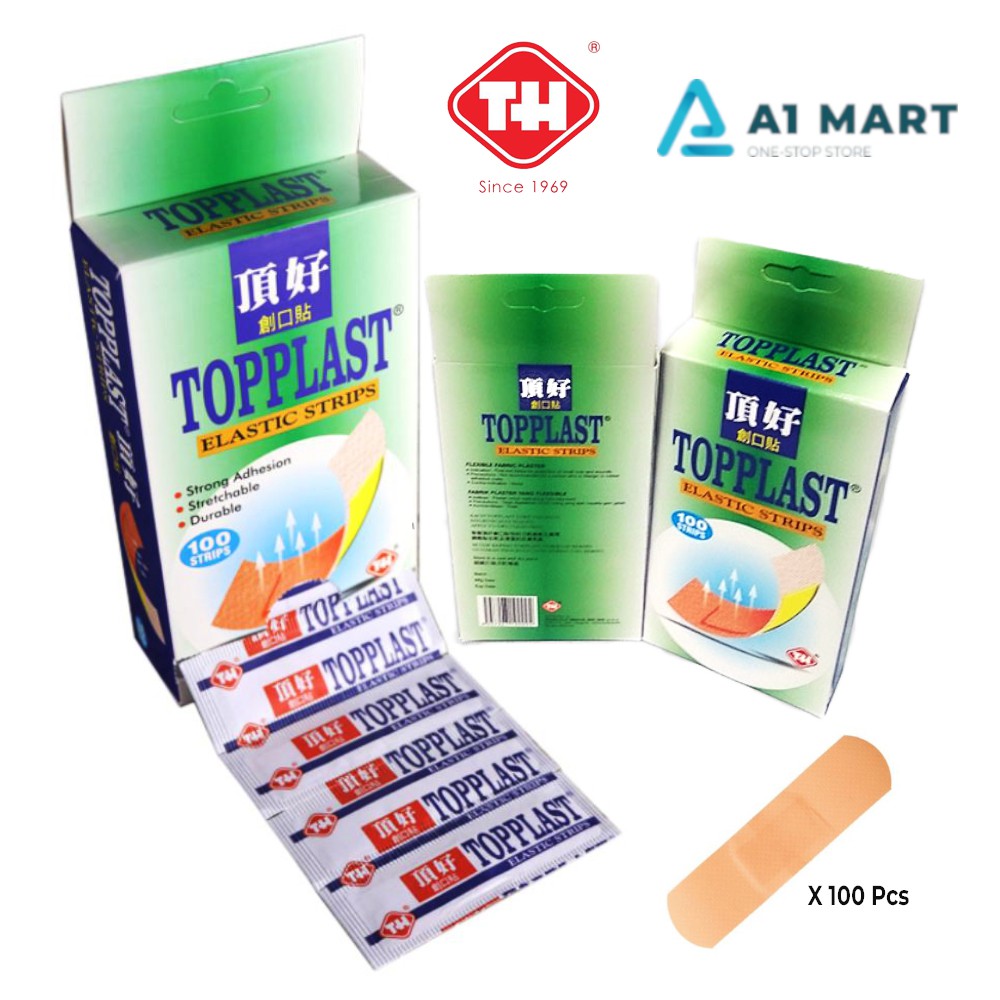 Topplast Elastic Strips First Aid Bangages Plaster Luka 100 Strips
