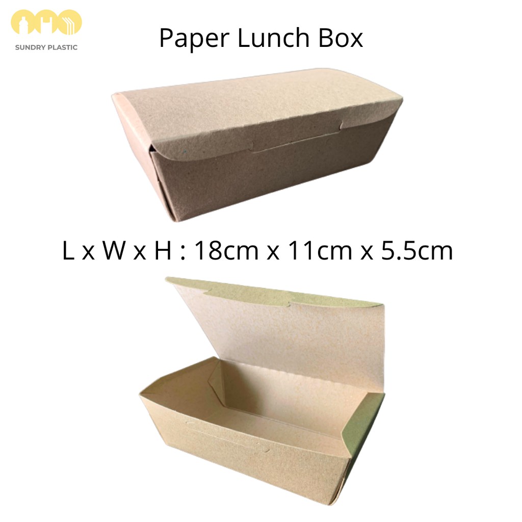 [50pcs] Paper Lunch Box - Brown / Disposable Paper Lunch Box | Shopee ...