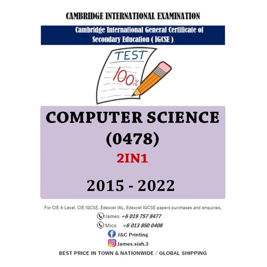 Cambridge Igcse Past Year Papers Computer Science 0478 P1,2(2in1 ...