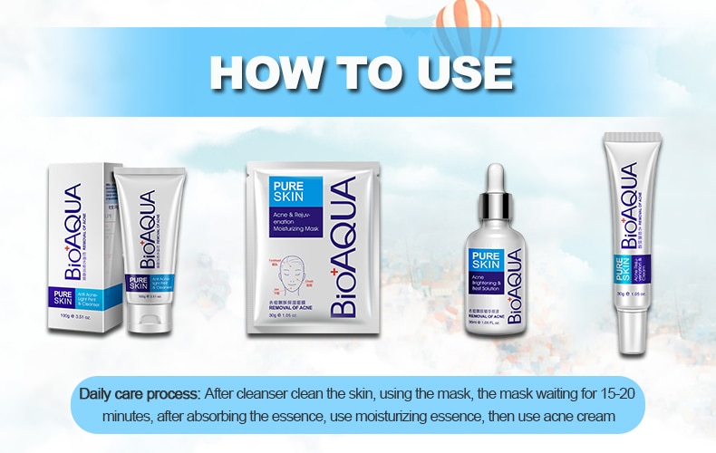 BIOAQUA® 8Pcs Acne Skin Care Set Cleanser Essential Oil Cream Mask Kit | Shopee Malaysia
