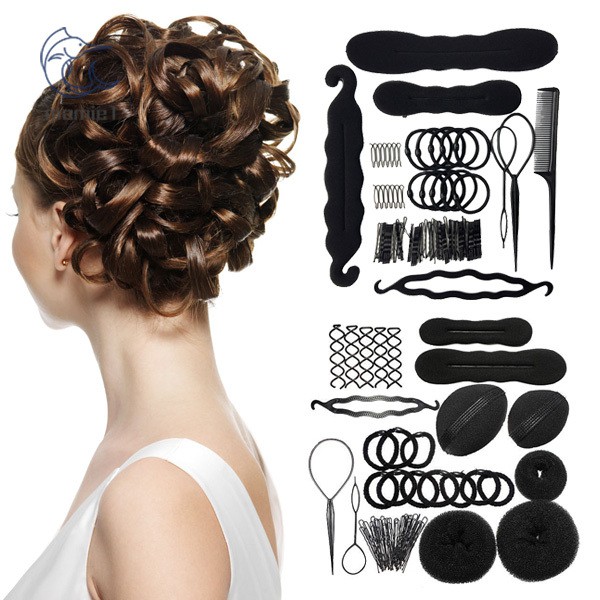 Women Hair Styling Tools Set Bun Maker Ponytail Holder Bobby Pins