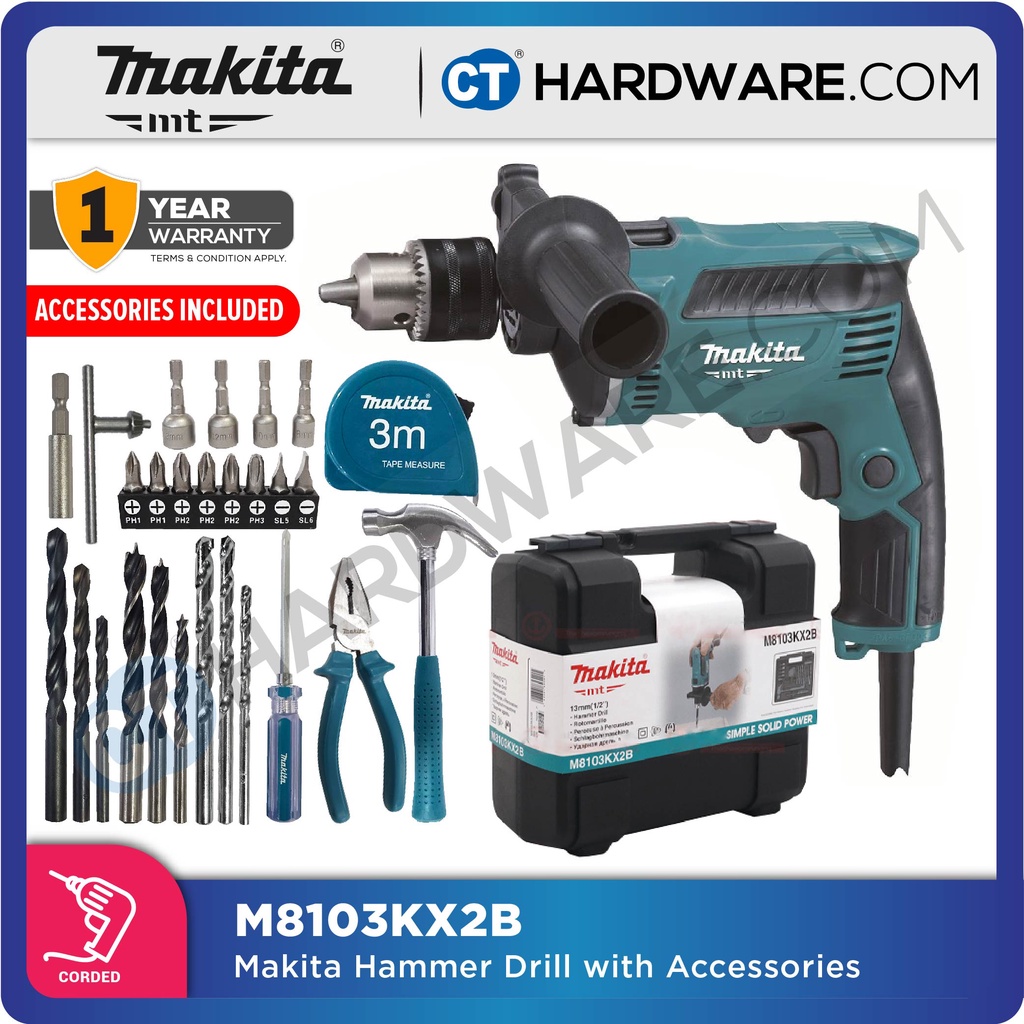 MAKITA M8103KX2B CORDED HAMMER DRILL 13MM (1/2