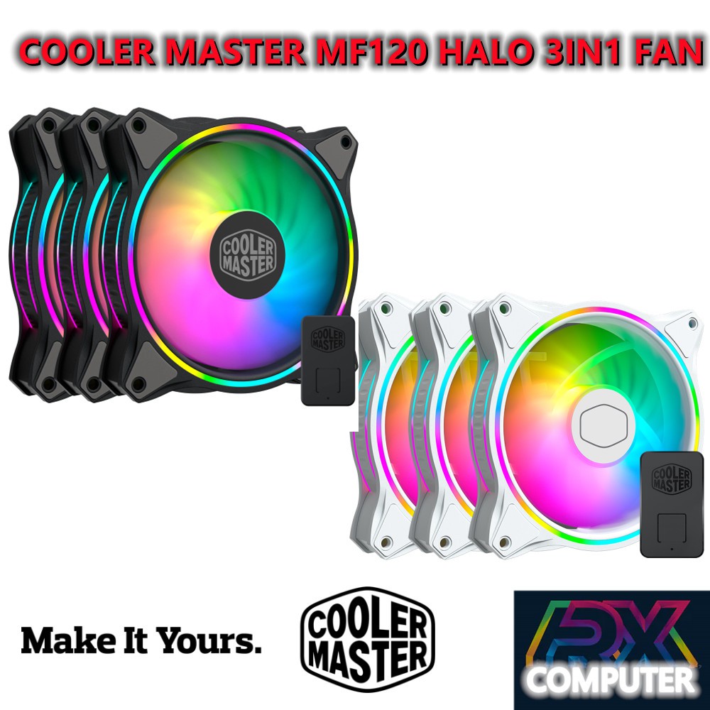 COOLER MASTER MASTER MF120 HALO 3 IN 1 12CM DUAL LOOP ARGB COOLING FAN ...