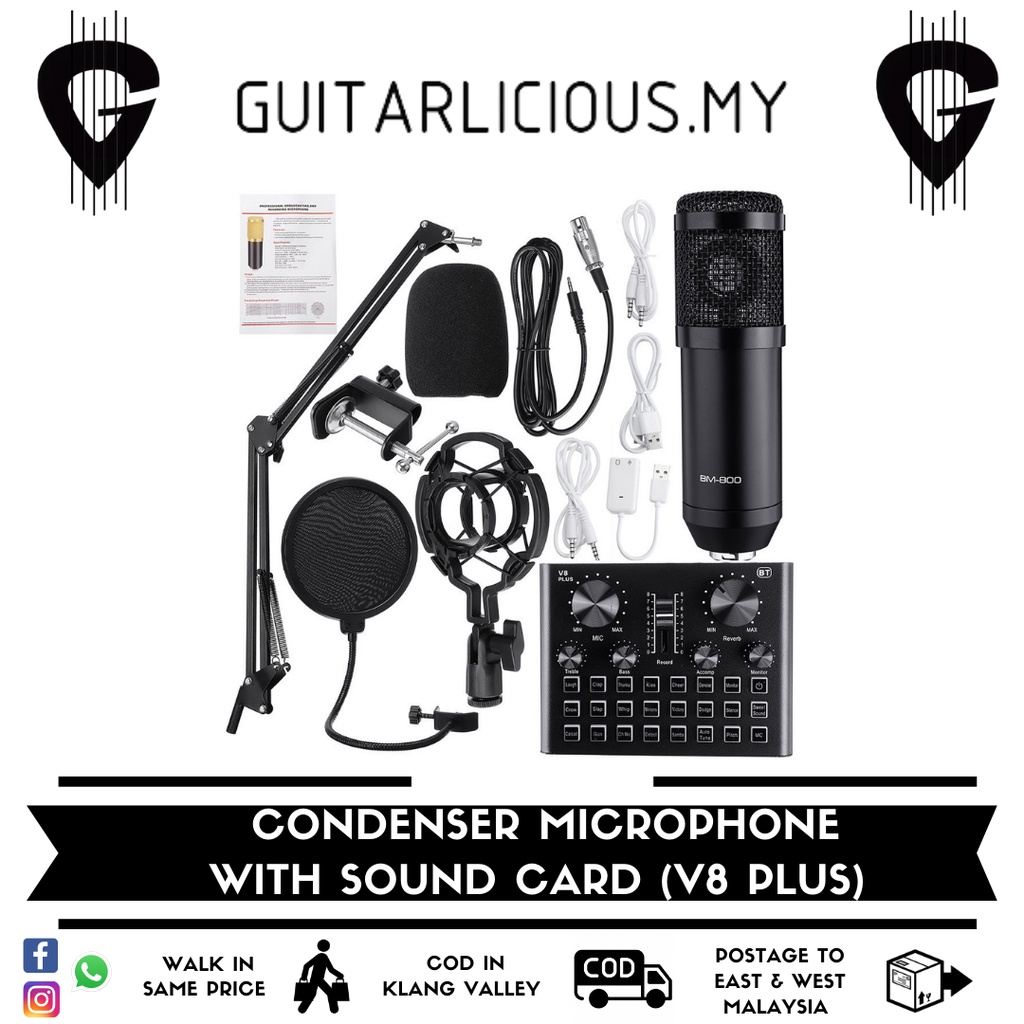 Condenser Microphone with Sound Card Mixer (V8 Plus) Package (BM800V8 Plus) Shopee Malaysia