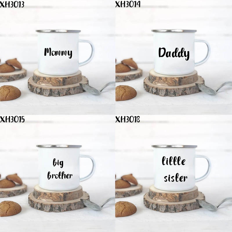 Mommy Daddy Big/little Brother Sister Baby Family Enamel Mugs Campfire Mug Camp Enamel Mug Coffee Cup