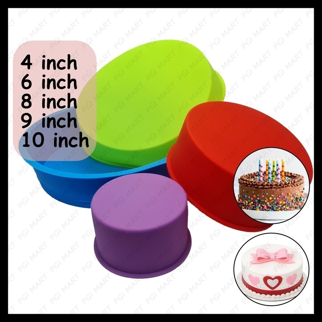 Silicone Cake Mold Baking Bakeware Pan Round 4 Inch 6 Inch 8 Inch 9 Inch 10 Inch, BPA-Free